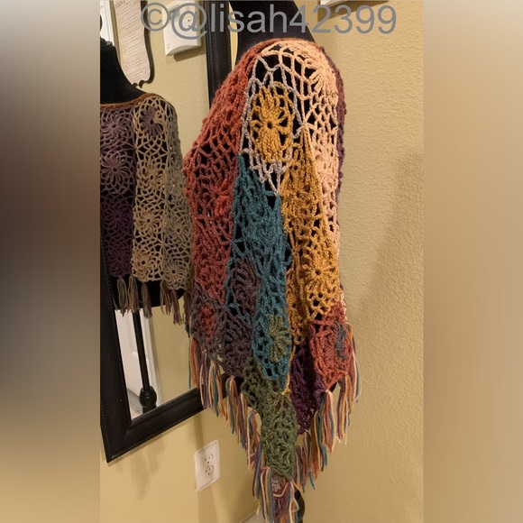 OSFM Handmade Crocheted Poncho - Picture 2 of 5